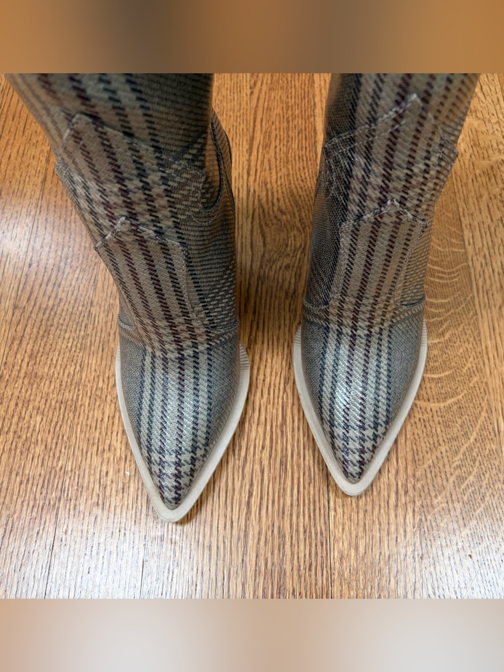 Fendi Prince of Wales coated leather western tall boots, 36, like new - Picture 3 of 16